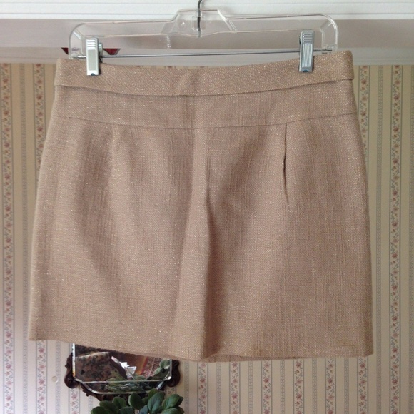 J.Crew Mini Skirt Tan Gold Shimmer Roll Waist 2 - Picture 2 of 7